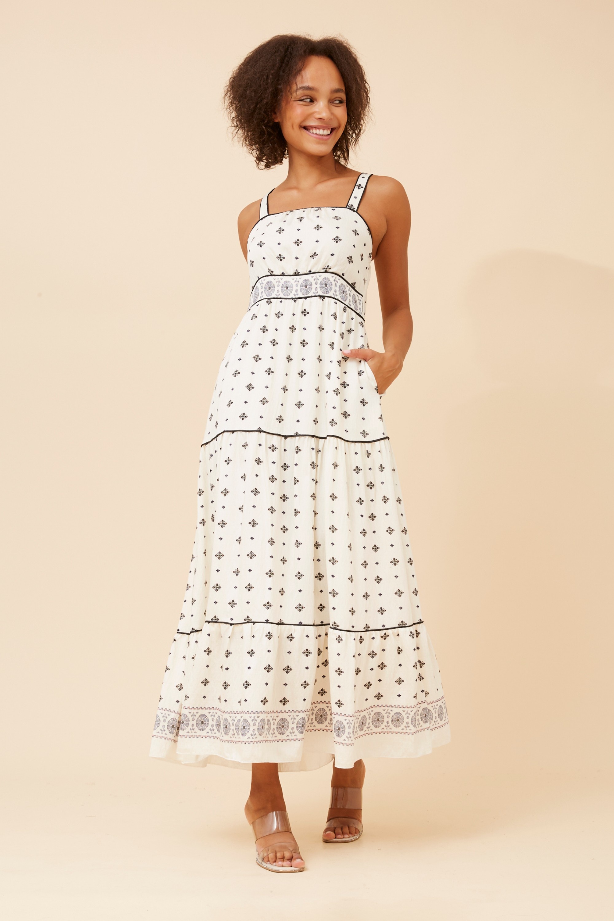 MAVES BORDER PRINT DRESS