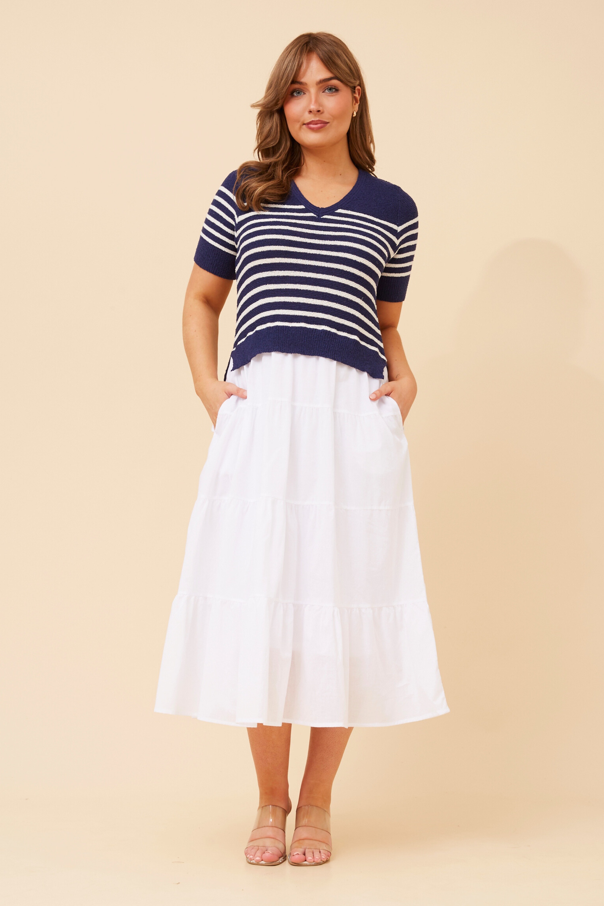 MAYLAH STRIPE PRINT TIERED DRESS