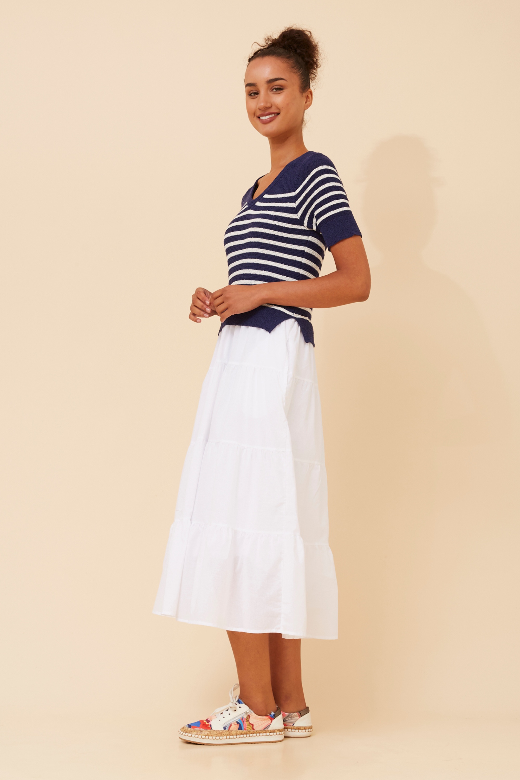 MAYLAH STRIPE PRINT TIERED DRESS
