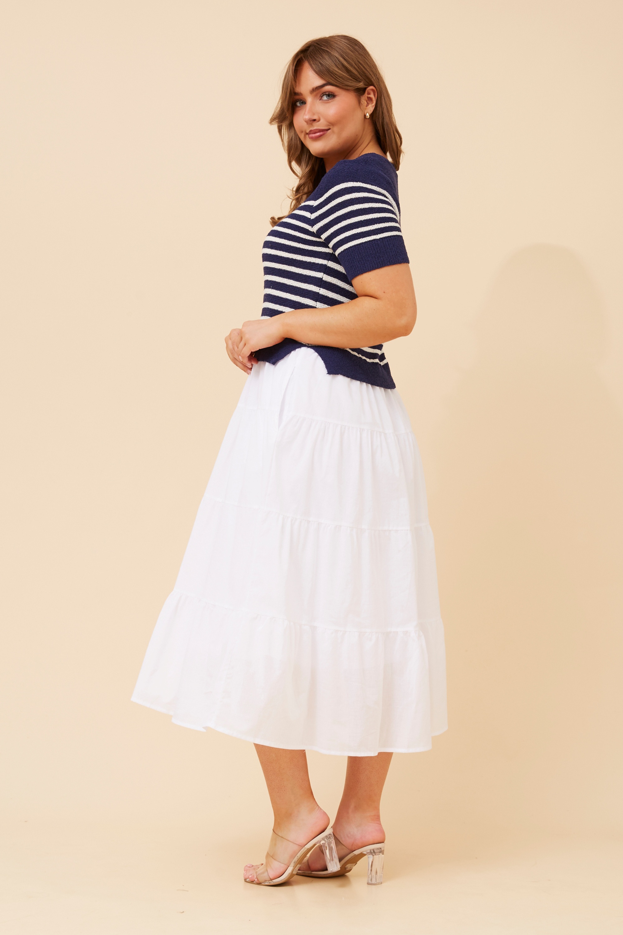 MAYLAH STRIPE PRINT TIERED DRESS