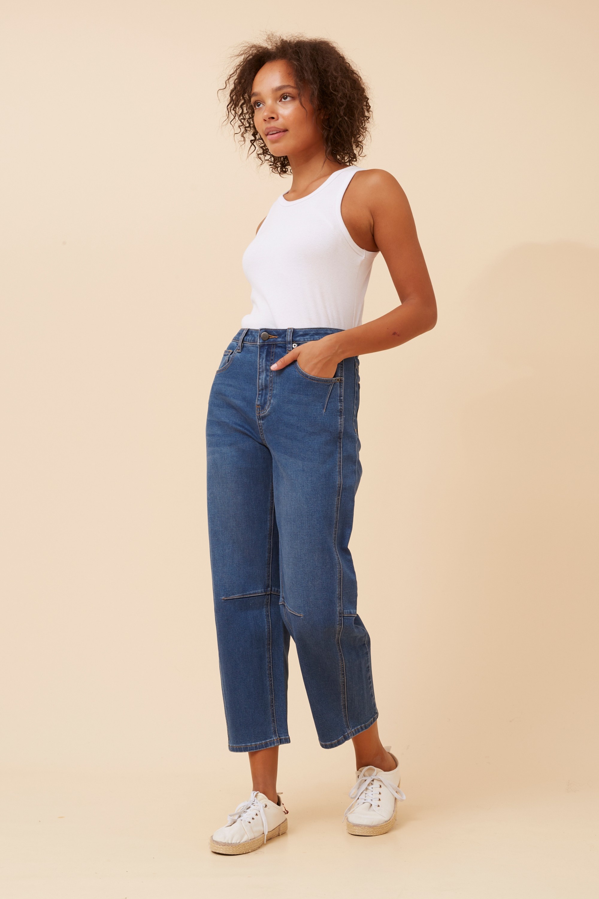 MECONI DENIM BARREL PANTS