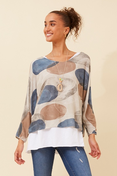 MELIKA ABSTRACT PRINT TOP