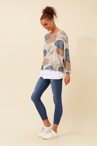 MELIKA ABSTRACT PRINT TOP