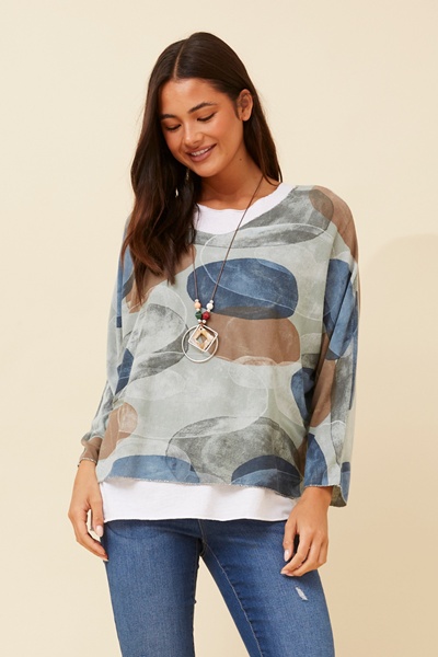 MELIKA ABSTRACT PRINT TOP