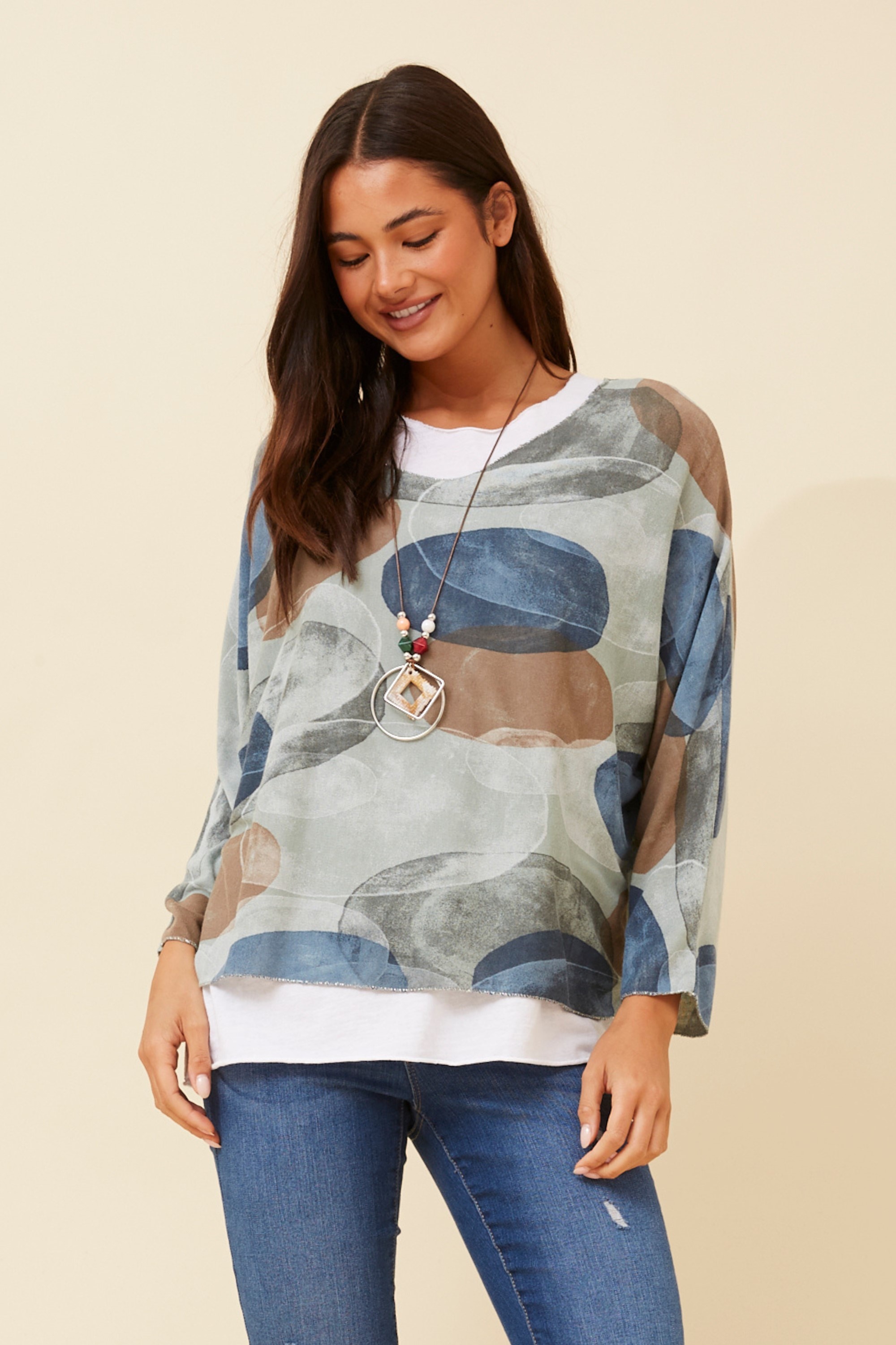 MELIKA ABSTRACT PRINT TOP