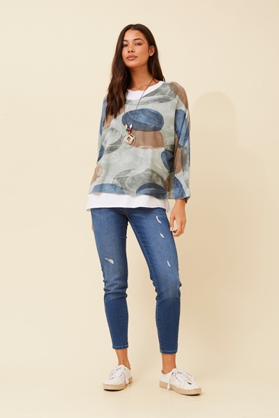 MELIKA ABSTRACT PRINT TOP