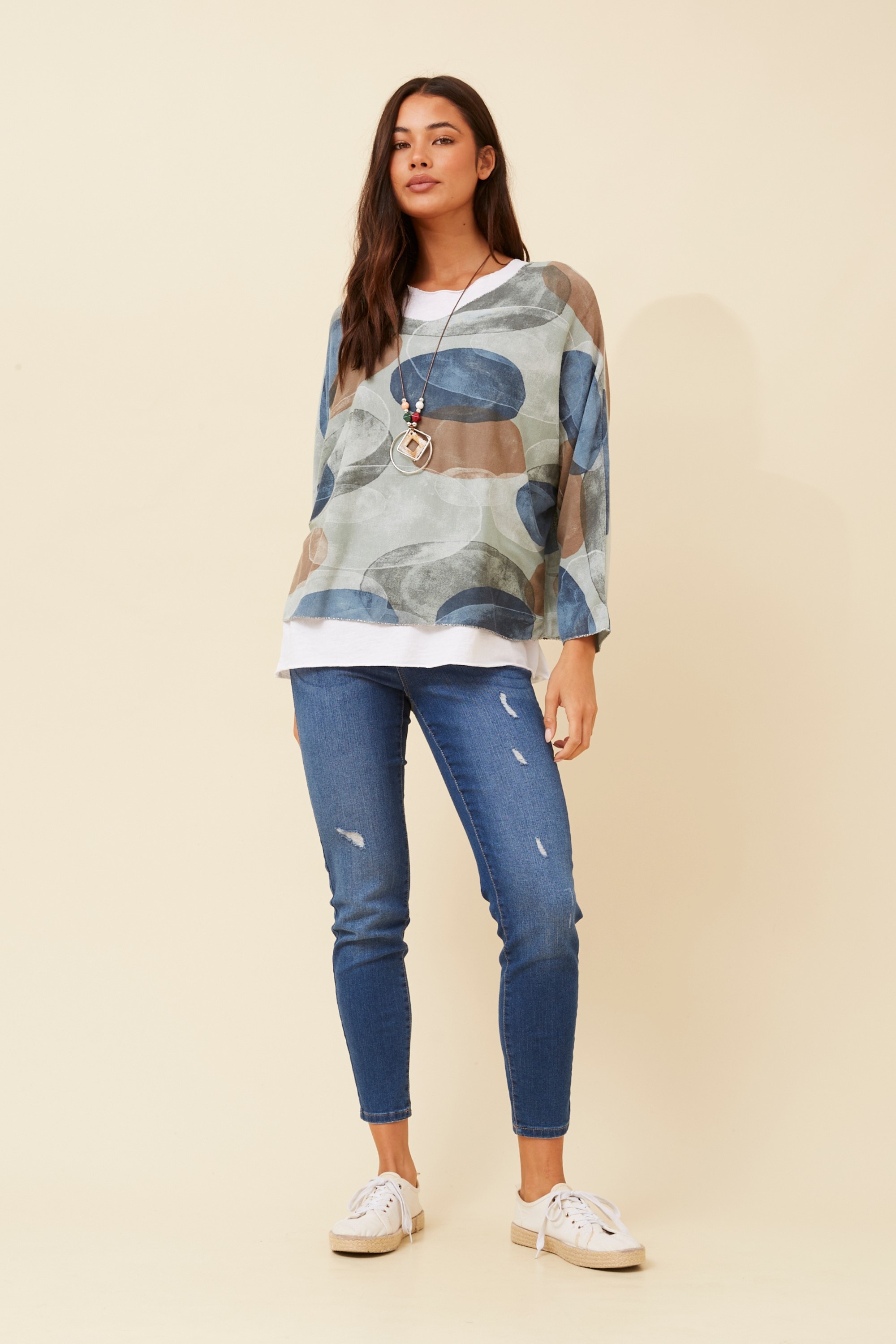MELIKA ABSTRACT PRINT TOP