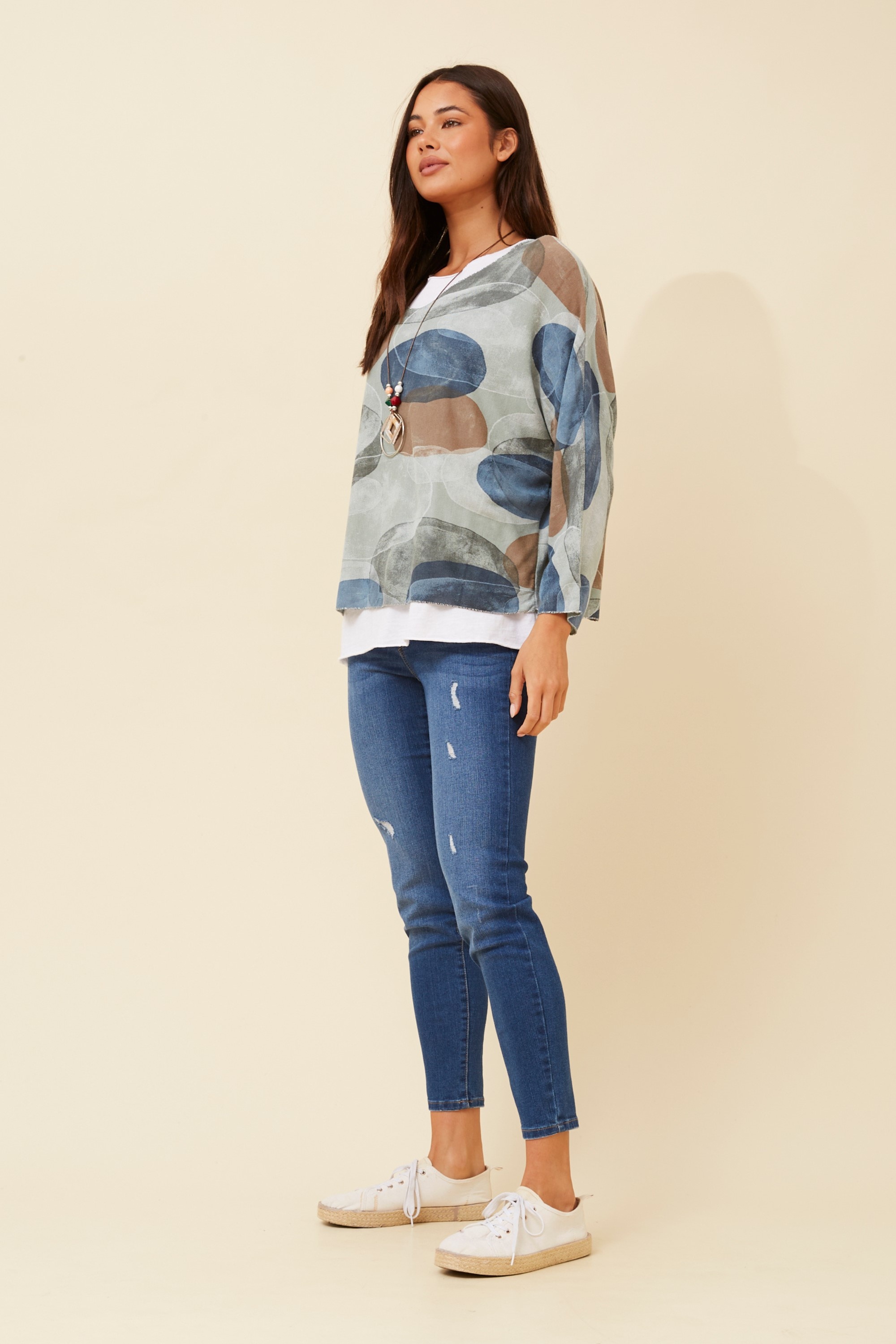 MELIKA ABSTRACT PRINT TOP