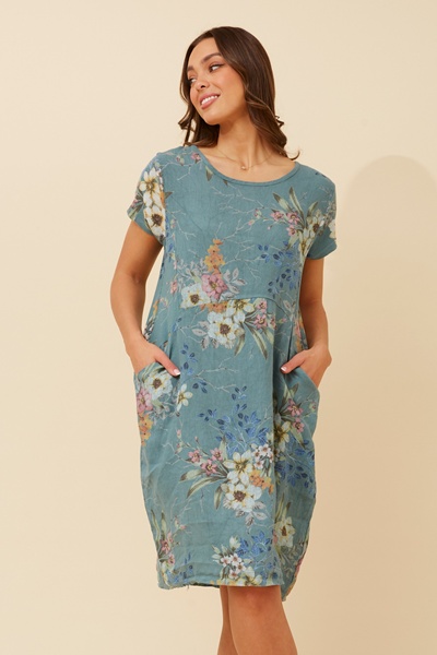 MESSINA FLORAL LINEN DRESS