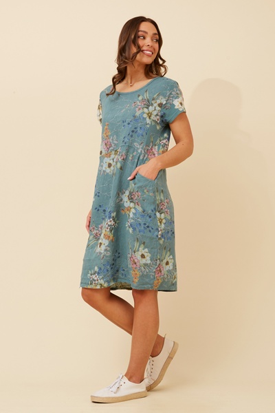 MESSINA FLORAL LINEN DRESS