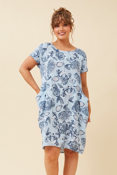 MESSINA FLORAL LINEN DRESS