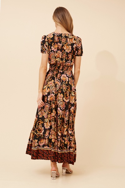 MIA BORDER PRINT MAXI DRESS
