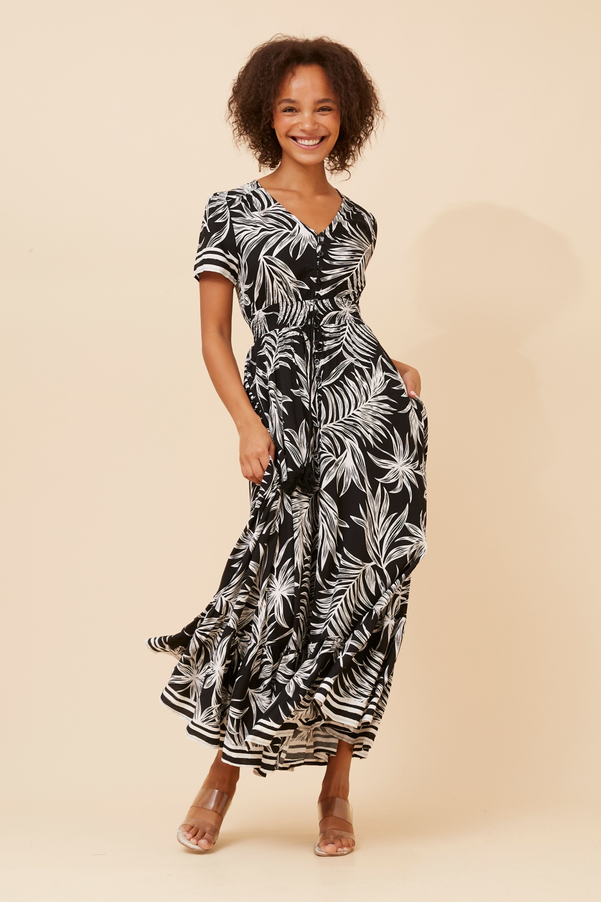MIA PALM TREE PRINT DRESS