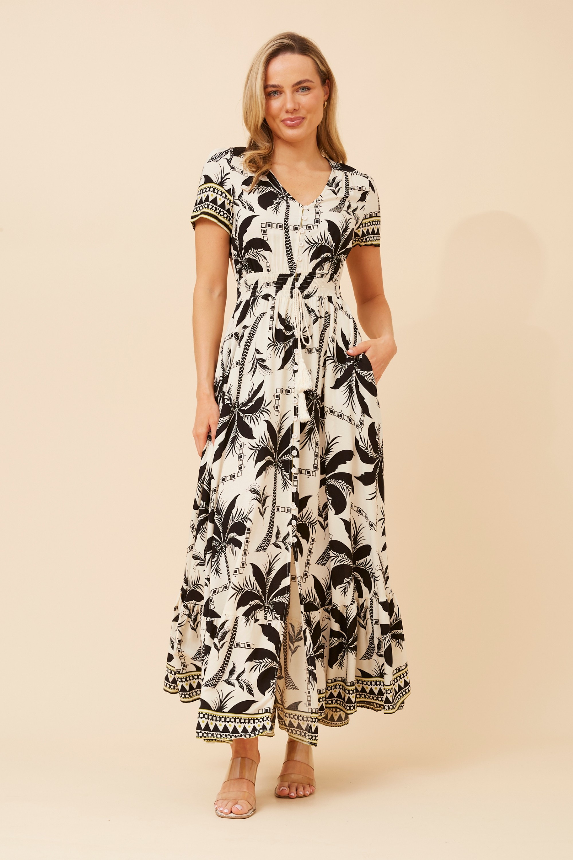 MIA PALM TREE PRINT DRESS