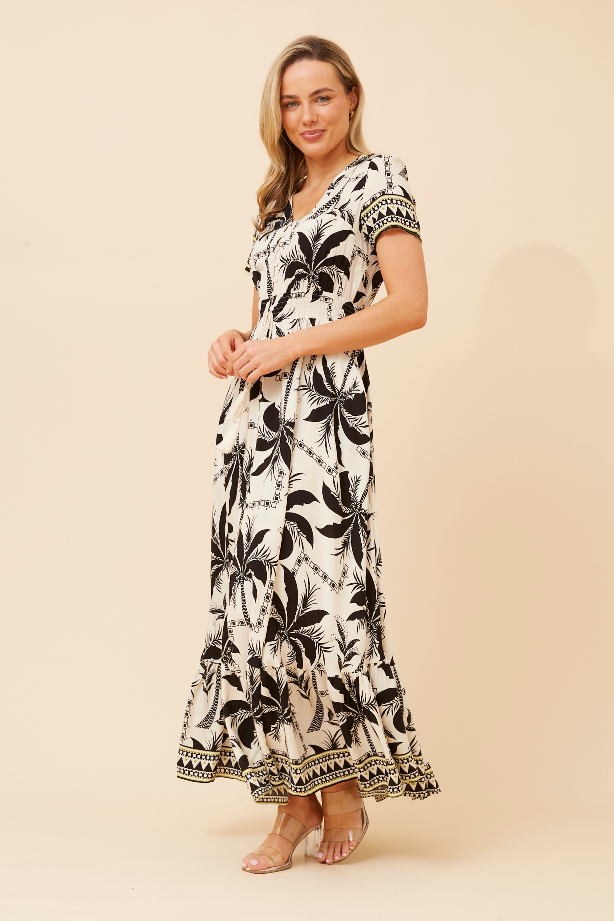 MIA PALM TREE PRINT DRESS