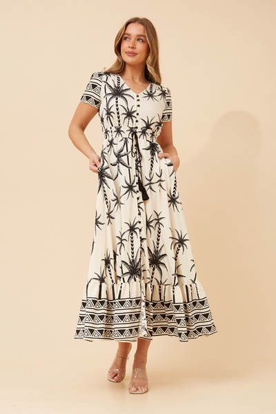 MIA PALM TREE PRINT DRESS