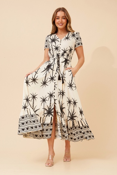 MIA PALM TREE PRINT DRESS