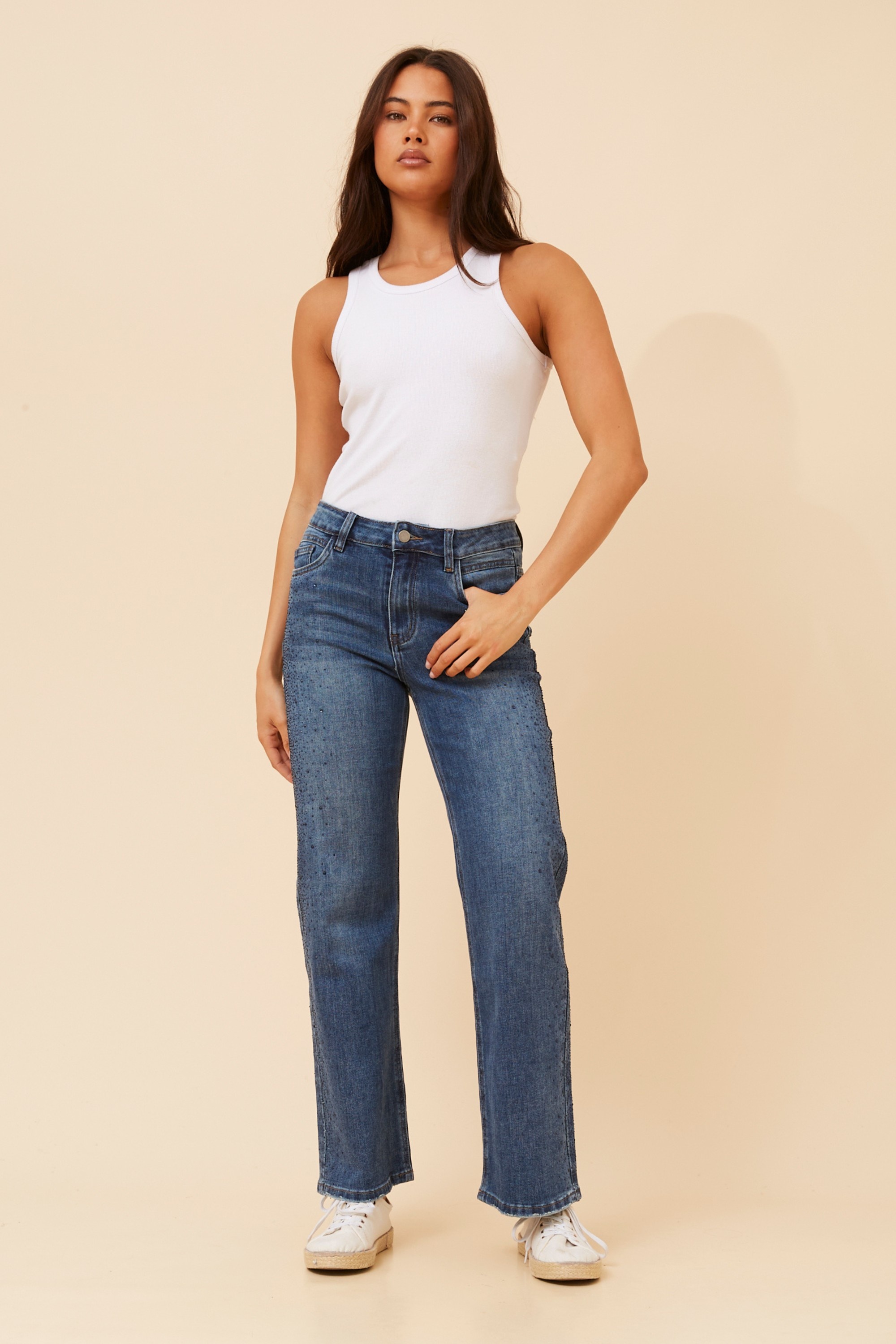 MICOLE DIAMANTE DENIM PANTS