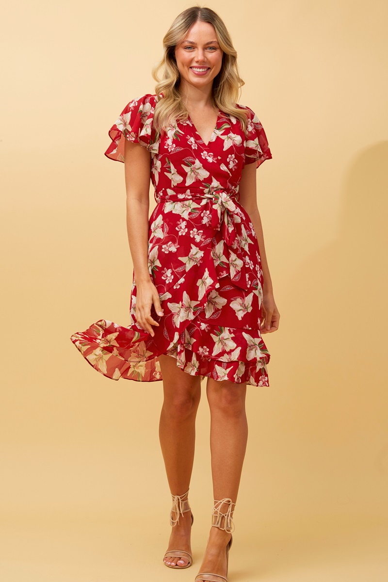 Mila floral wrap short dress | Buy Online | Femme Connection