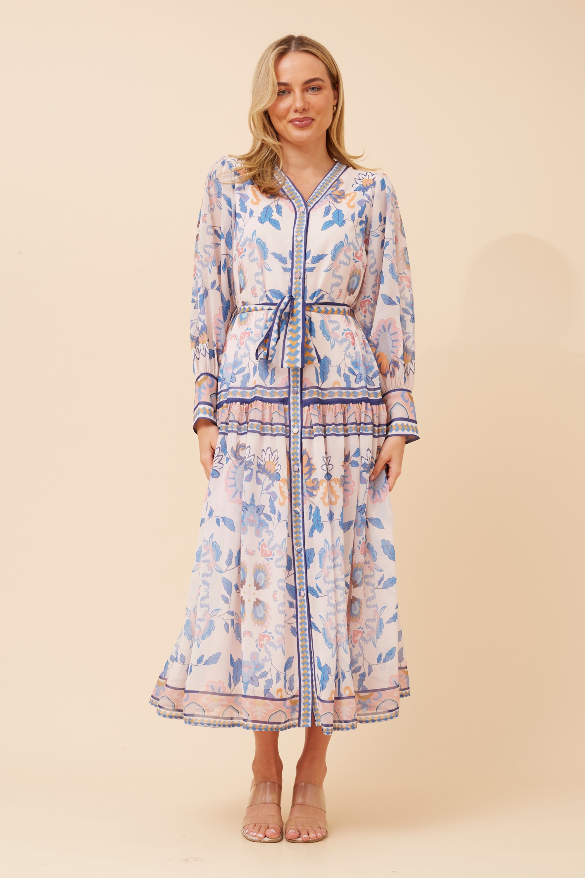 MINNETTA BORDER PRINT MAXI DRESS