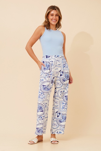 MONZA POSTCARD PRINT PANTS
