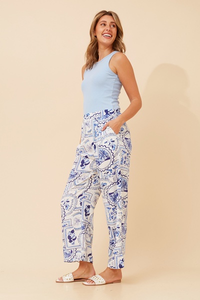 MONZA POSTCARD PRINT PANTS