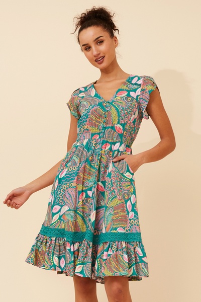 MOROCCO ABSTRACT PRINT DRESS