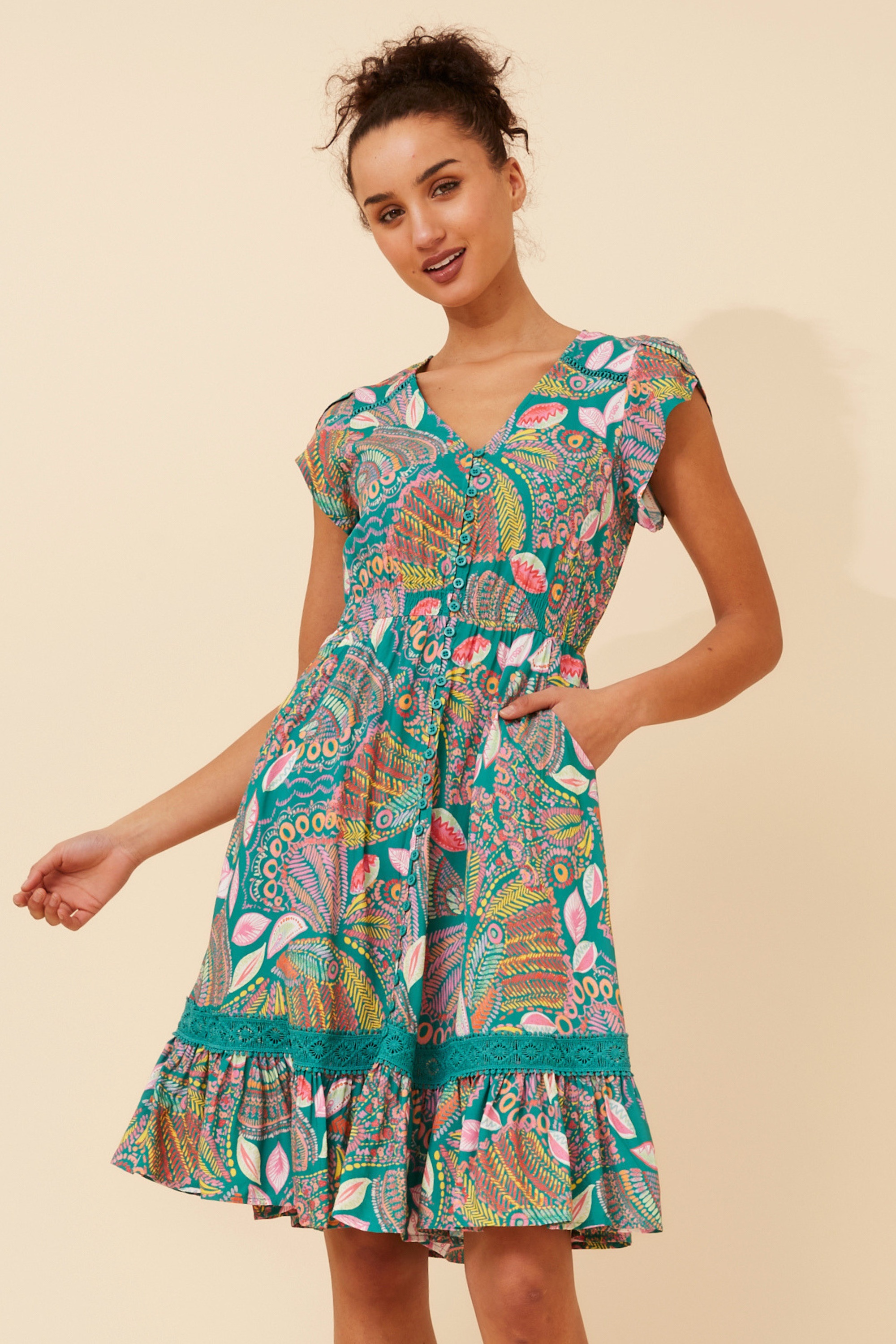 MOROCCO ABSTRACT PRINT DRESS