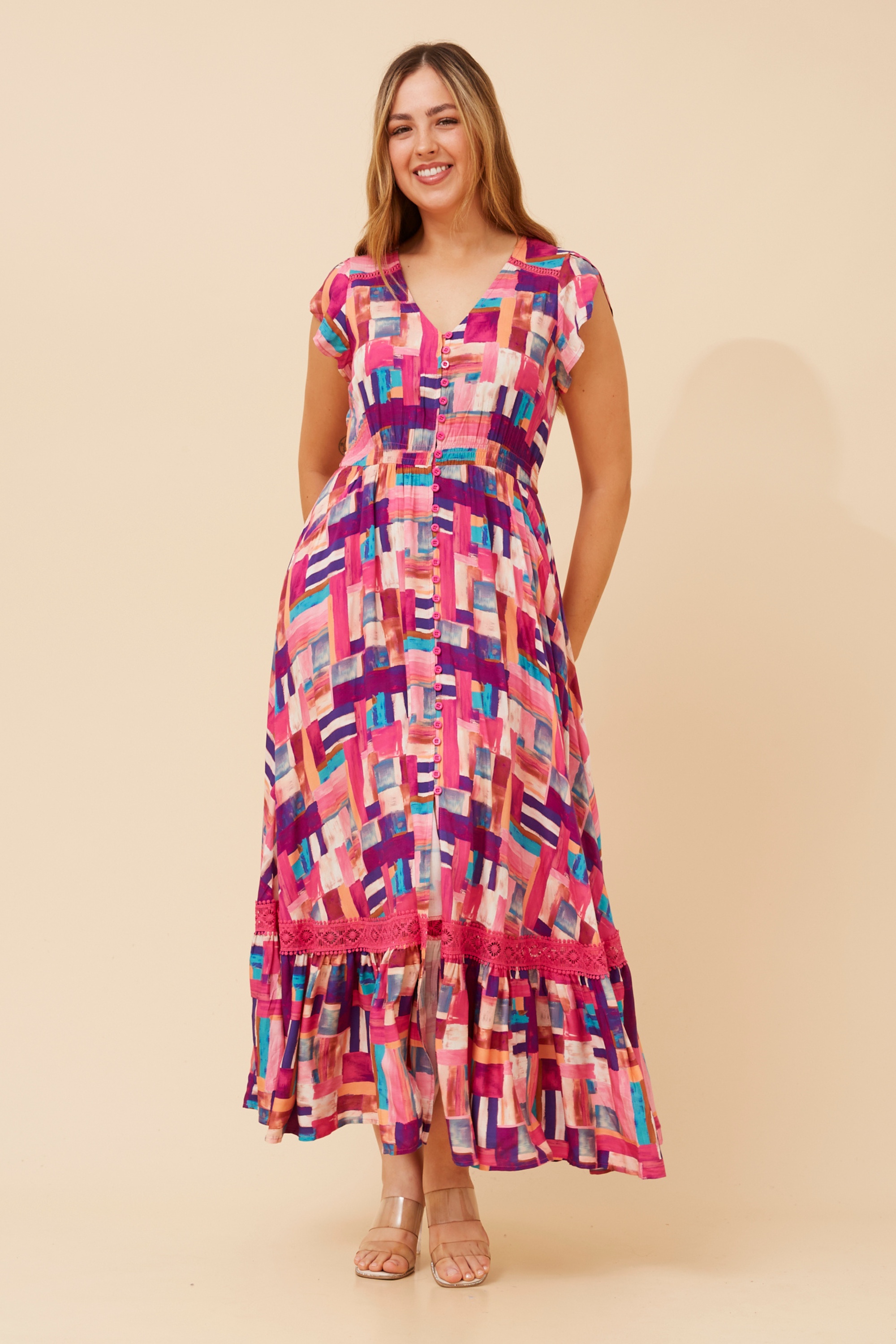MOROCCO ABSTRACT PRINT MAXI DRESS