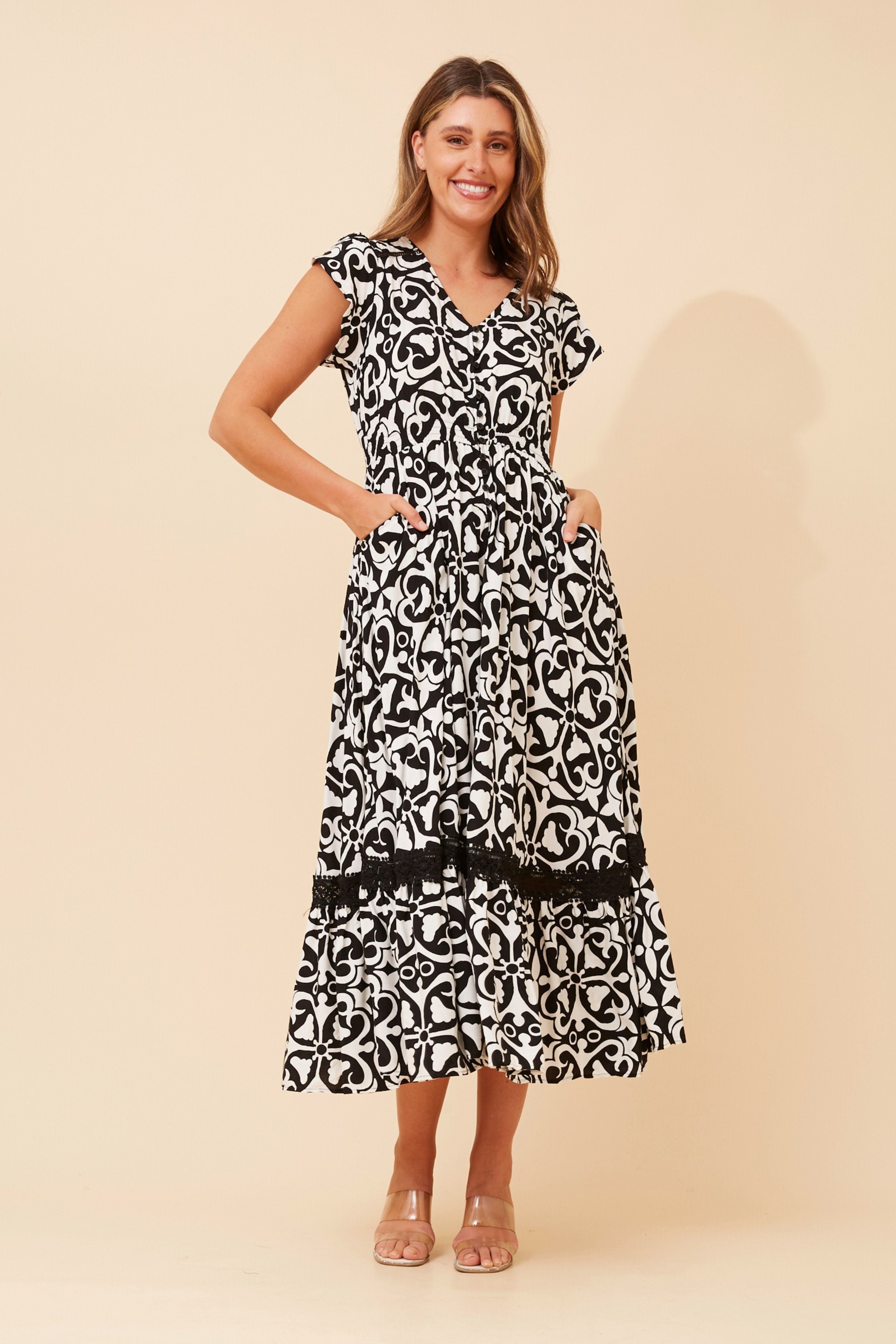 MOROCCO ABSTRACT PRINT MAXI DRESS