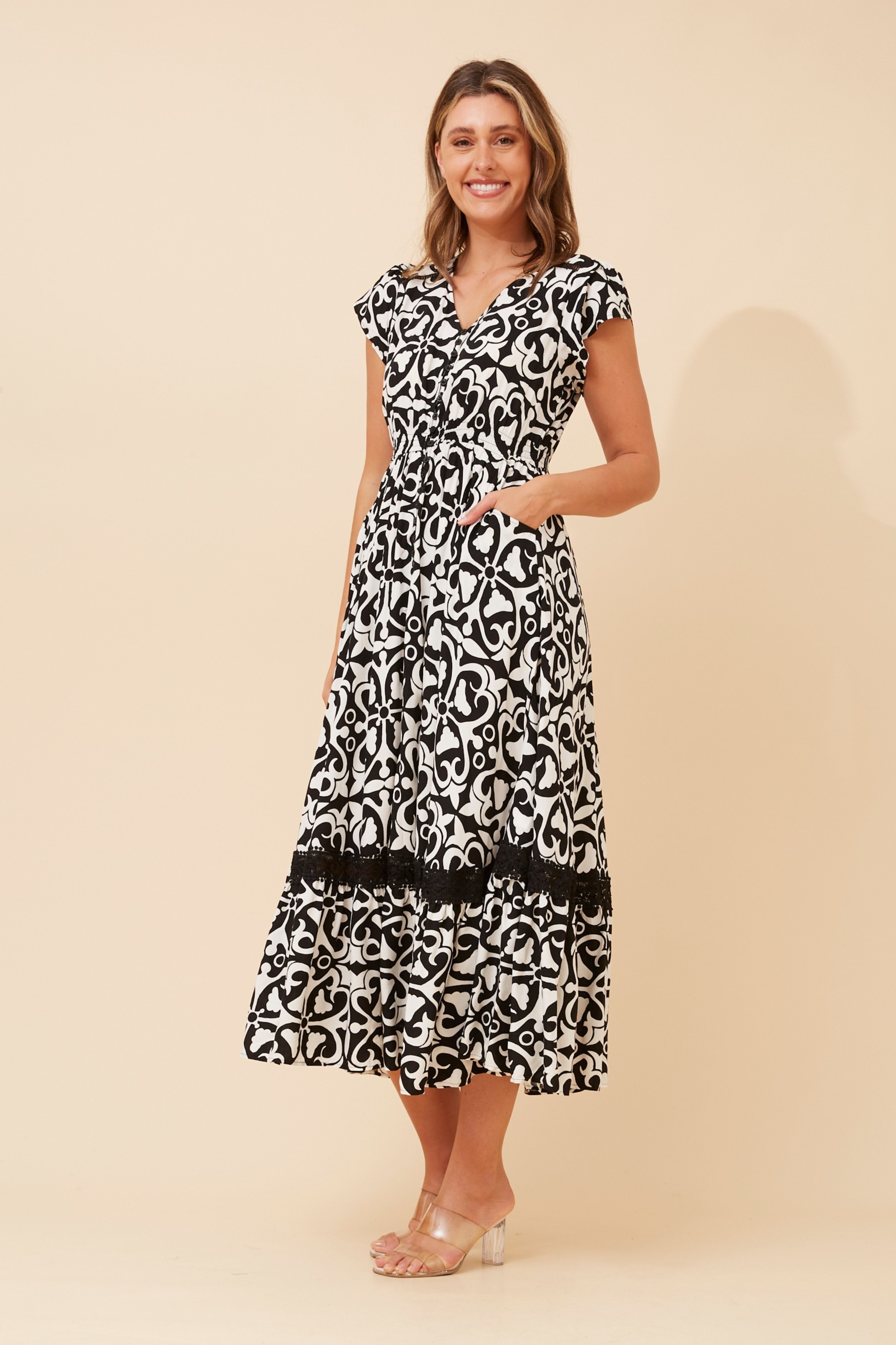 MOROCCO ABSTRACT PRINT MAXI DRESS