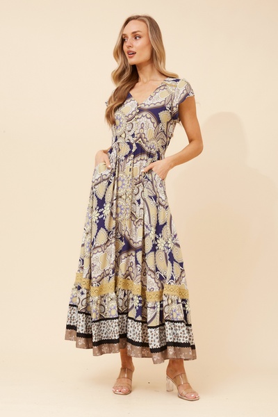 MOROCCO ABSTRACT PRINT MAXI DRESS