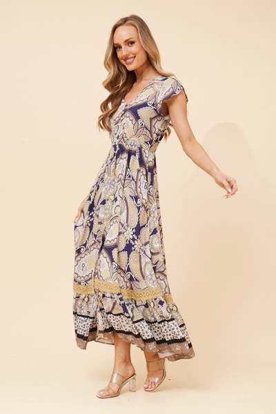 MOROCCO ABSTRACT PRINT MAXI DRESS