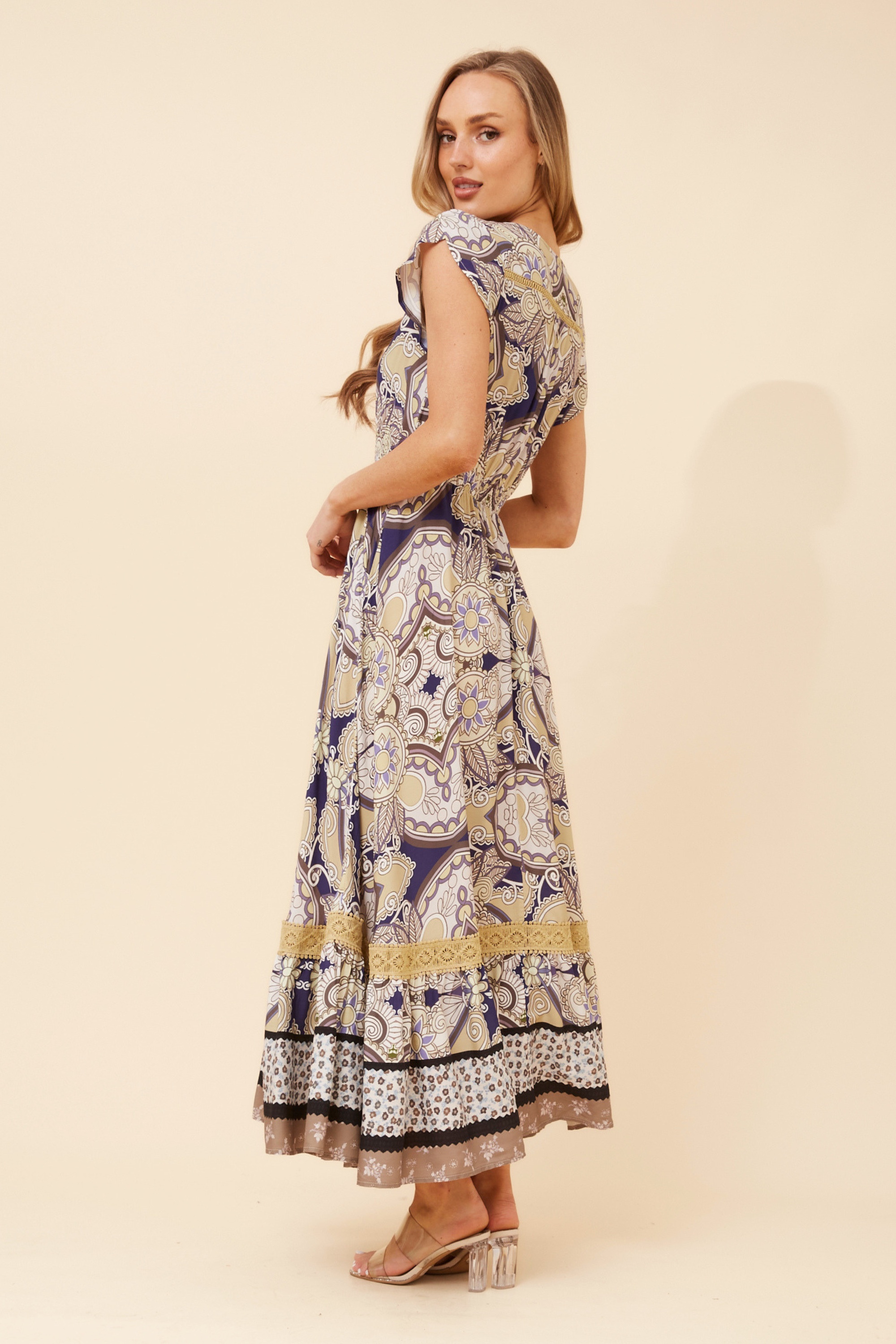 MOROCCO ABSTRACT PRINT MAXI DRESS