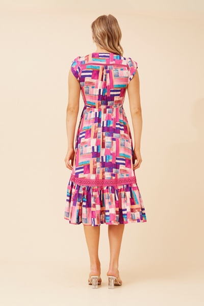 MOROCCO ABSTRACT PRINT MIDI DRESS