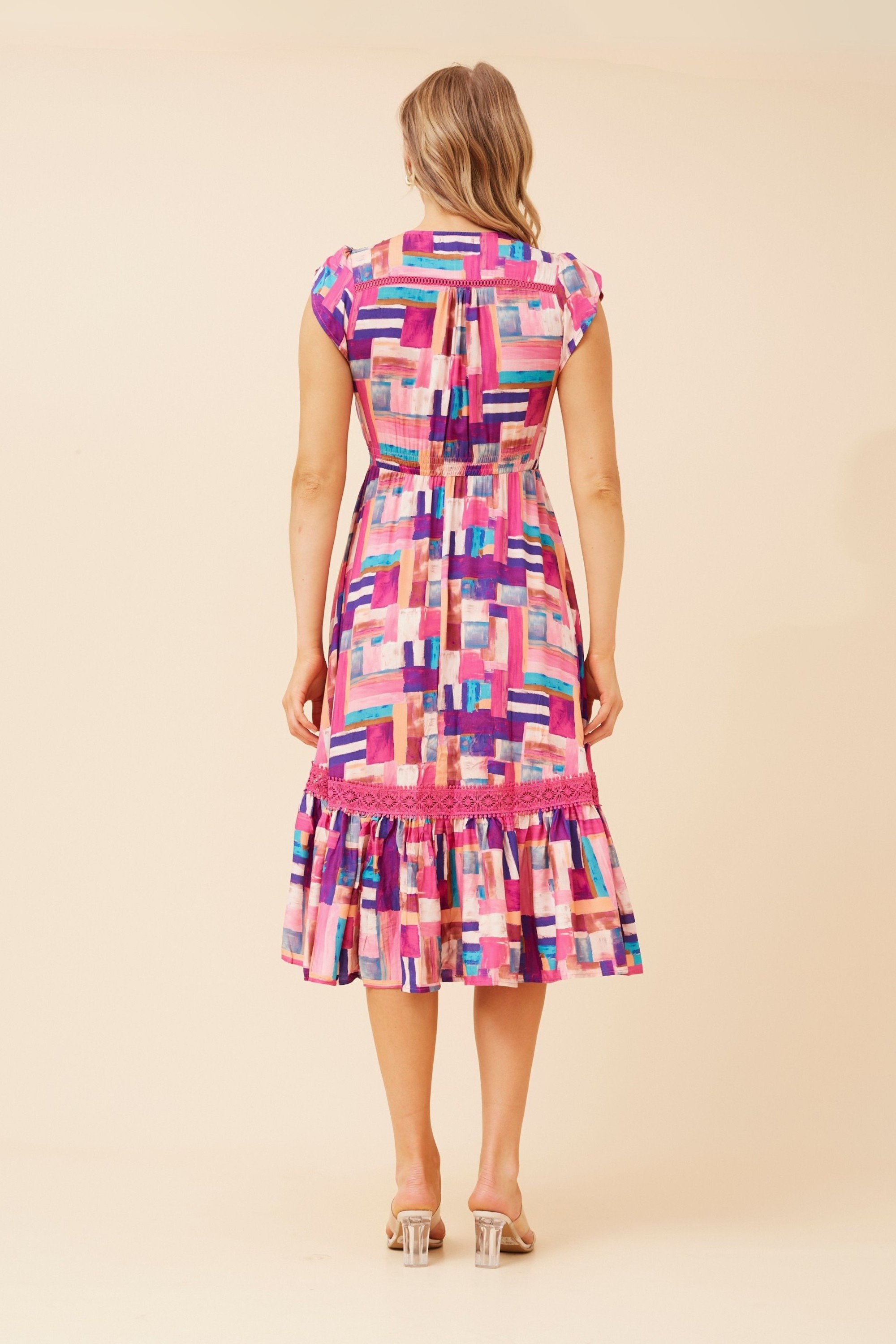 MOROCCO ABSTRACT PRINT MIDI DRESS