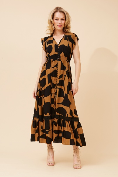MOROCCO ASBTRACT PRINT MAXI DRESS