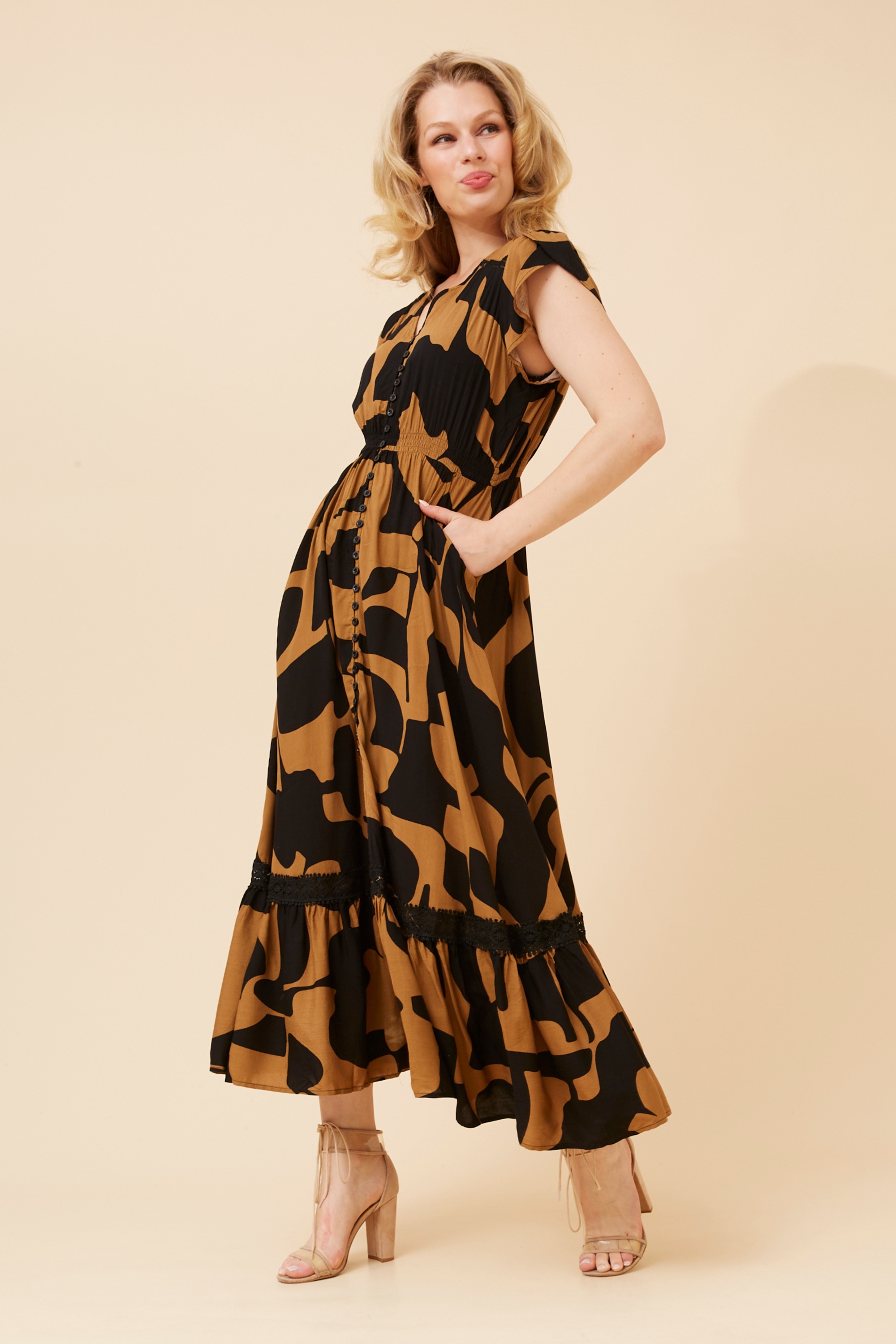 MOROCCO ASBTRACT PRINT MAXI DRESS