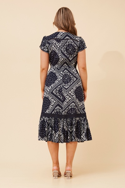 MOROCCO BANDANA PRINT MIDI DRESS