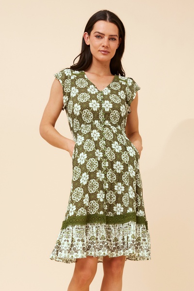 MOROCCO BORDER PRINT DRESS