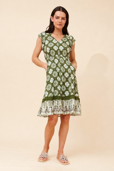 MOROCCO BORDER PRINT DRESS