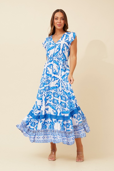 MOROCCO BORDER PRINT MAXI DRESS