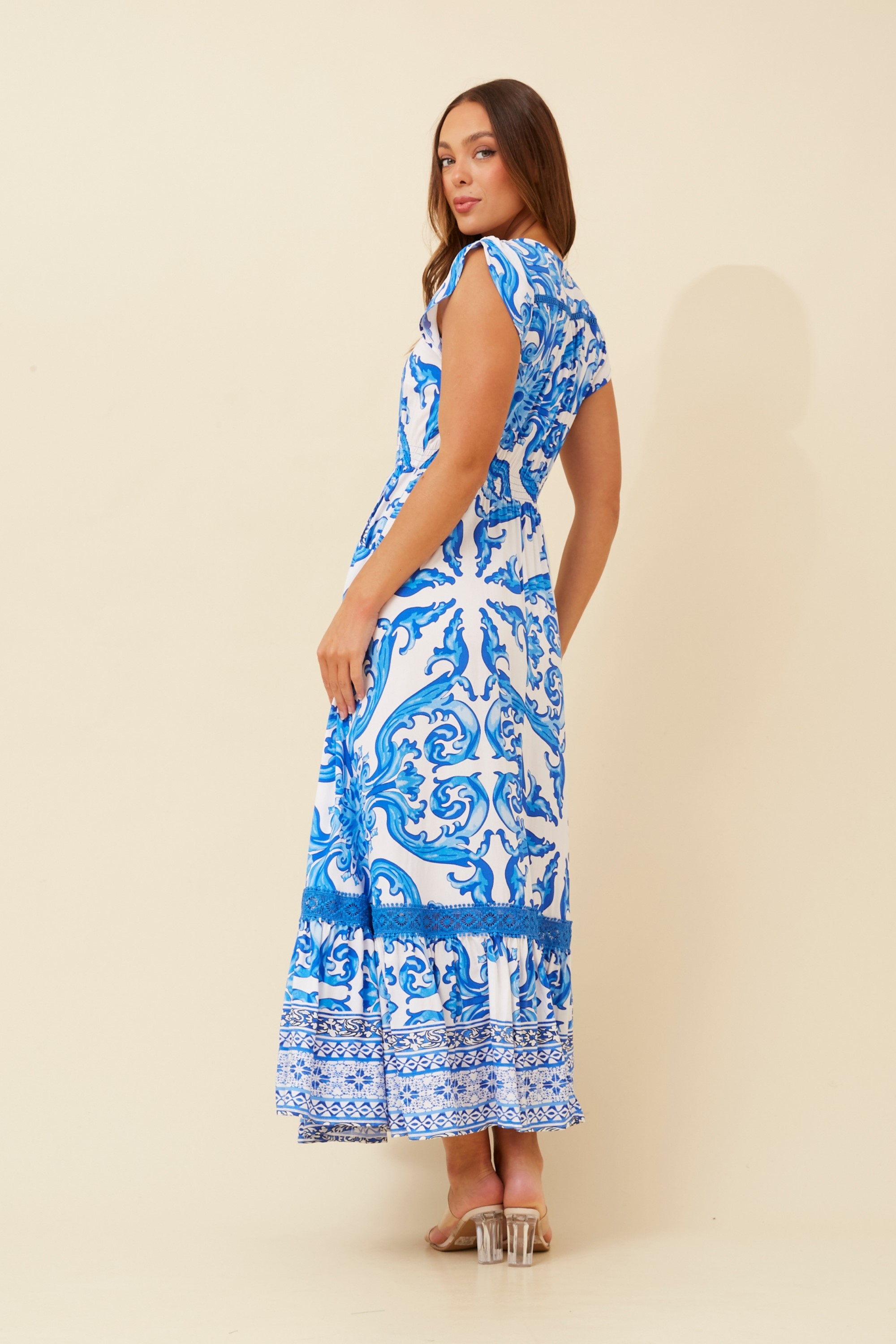 MOROCCO BORDER PRINT MAXI DRESS