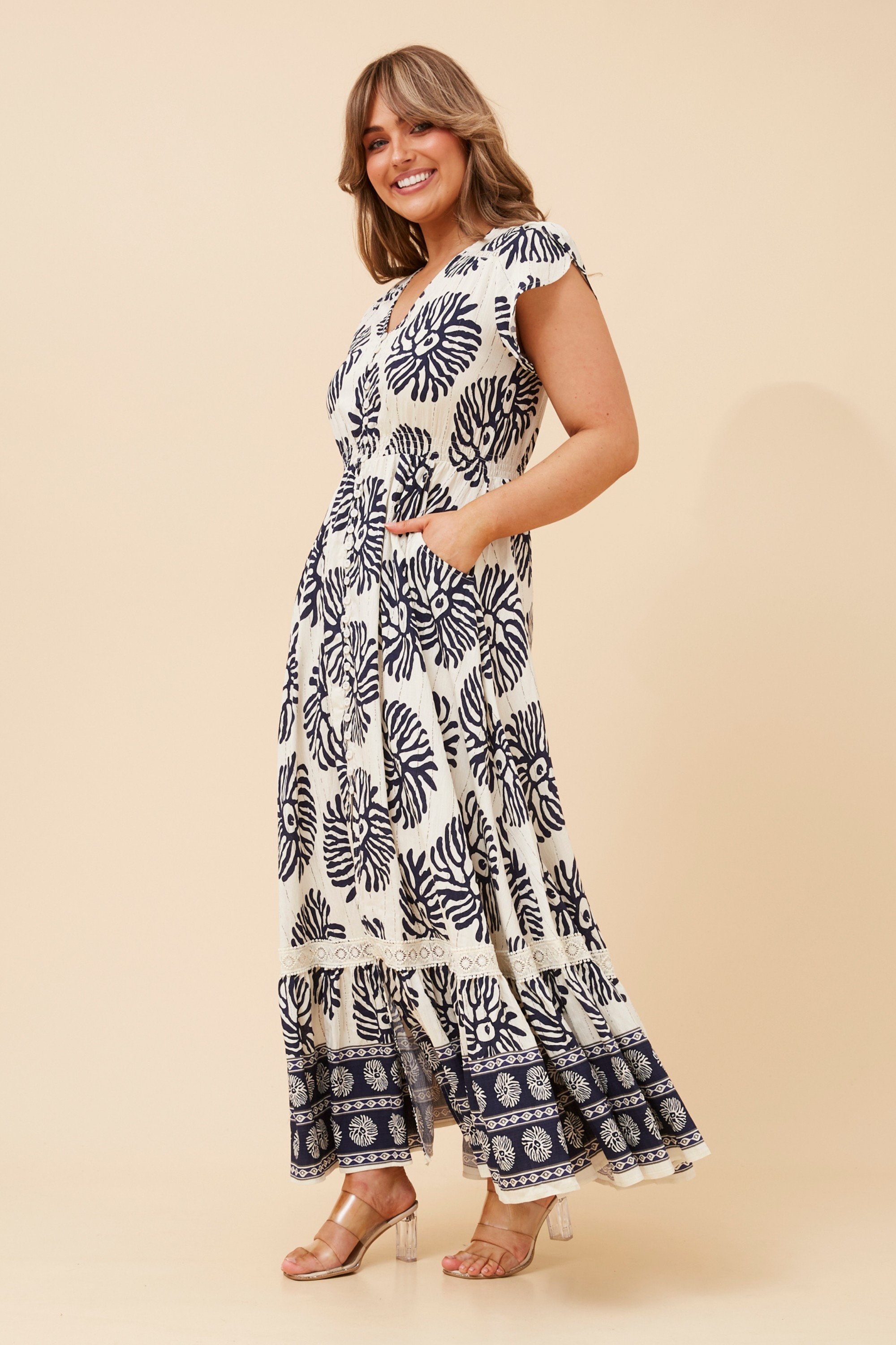 MOROCCO BORDER PRINT MAXI DRESS