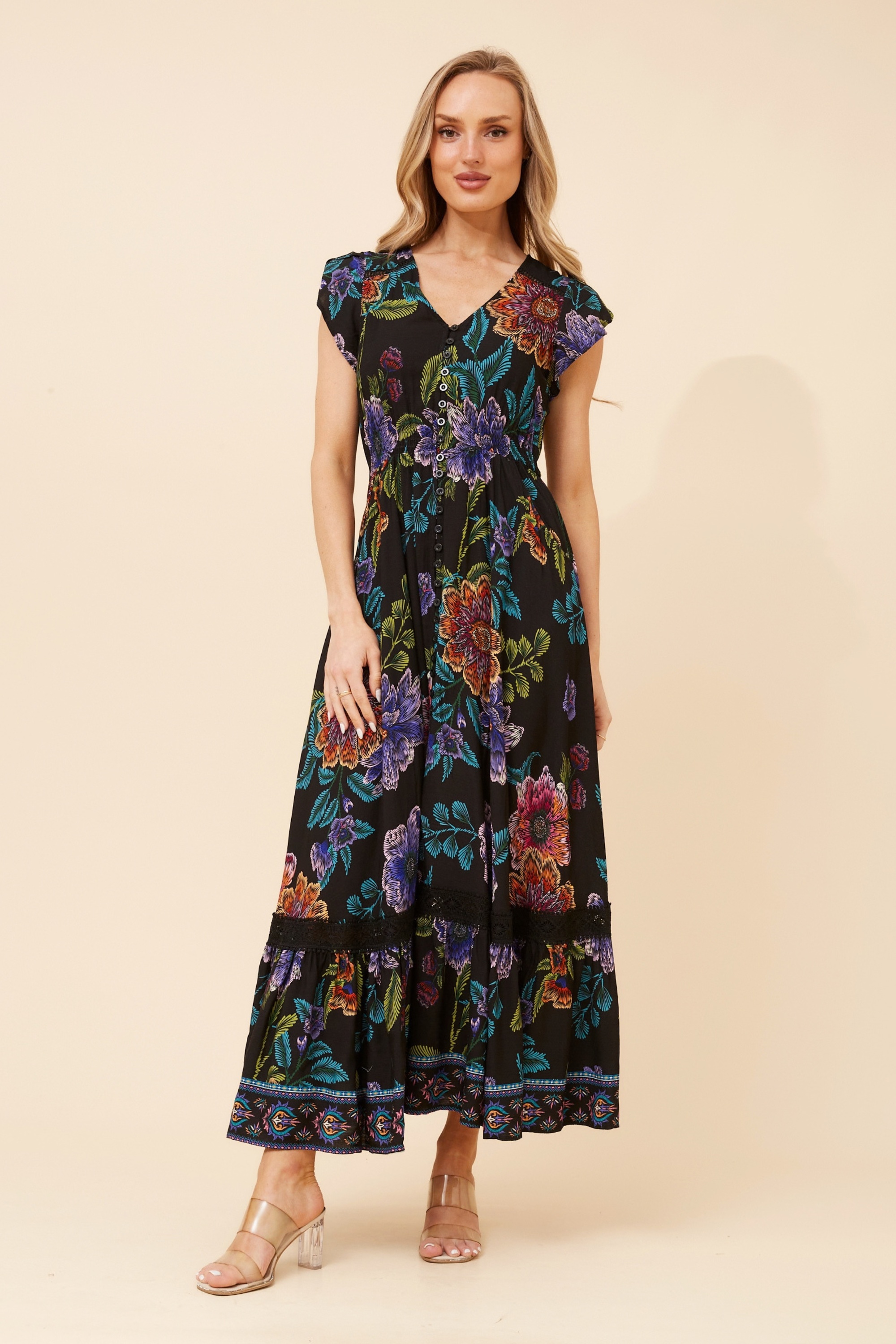MOROCCO BORDER PRINT MAXI DRESS