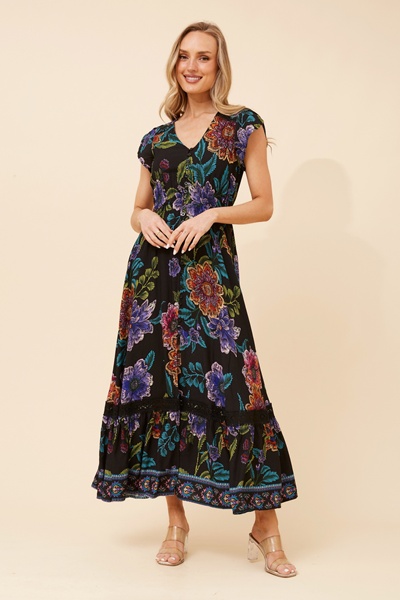 MOROCCO BORDER PRINT MAXI DRESS