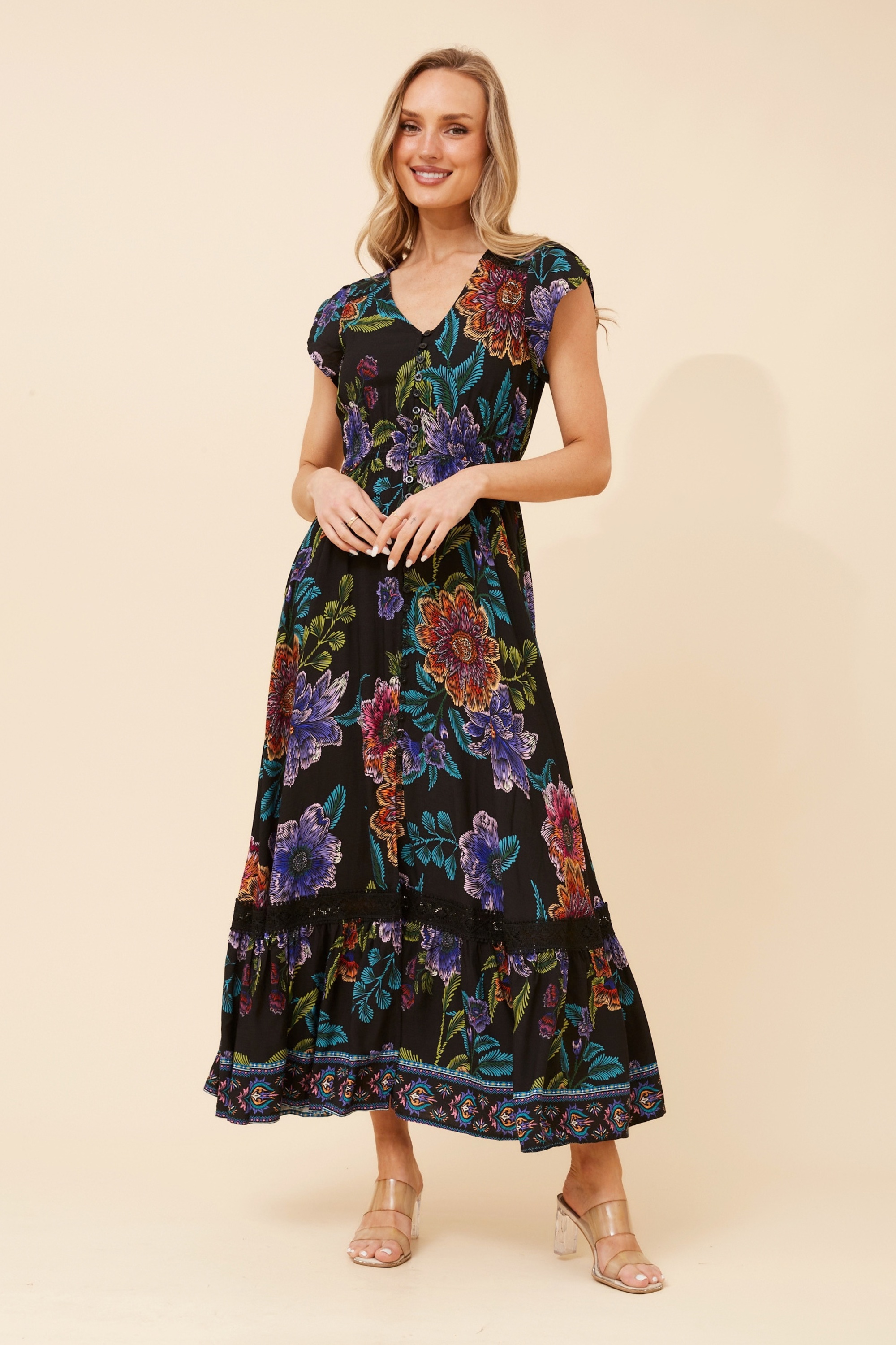 MOROCCO BORDER PRINT MAXI DRESS
