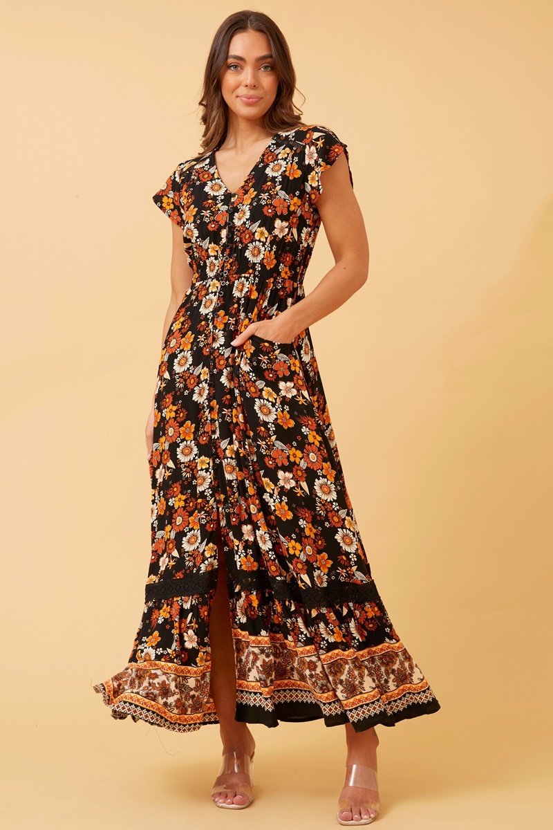 MOROCCO FLORAL BOHO MAXI DRESS MOROCCO FLORAL BOHO MAXI DRESS