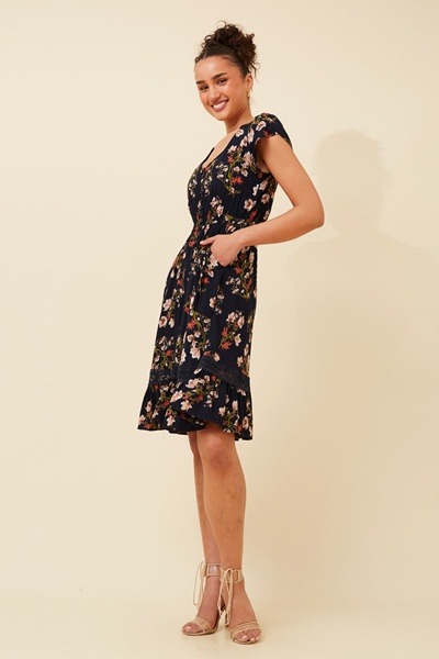 MOROCCO FLORAL KNEE LENGTH DRESS