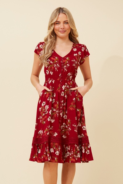 MOROCCO FLORAL KNEE LENGTH DRESS